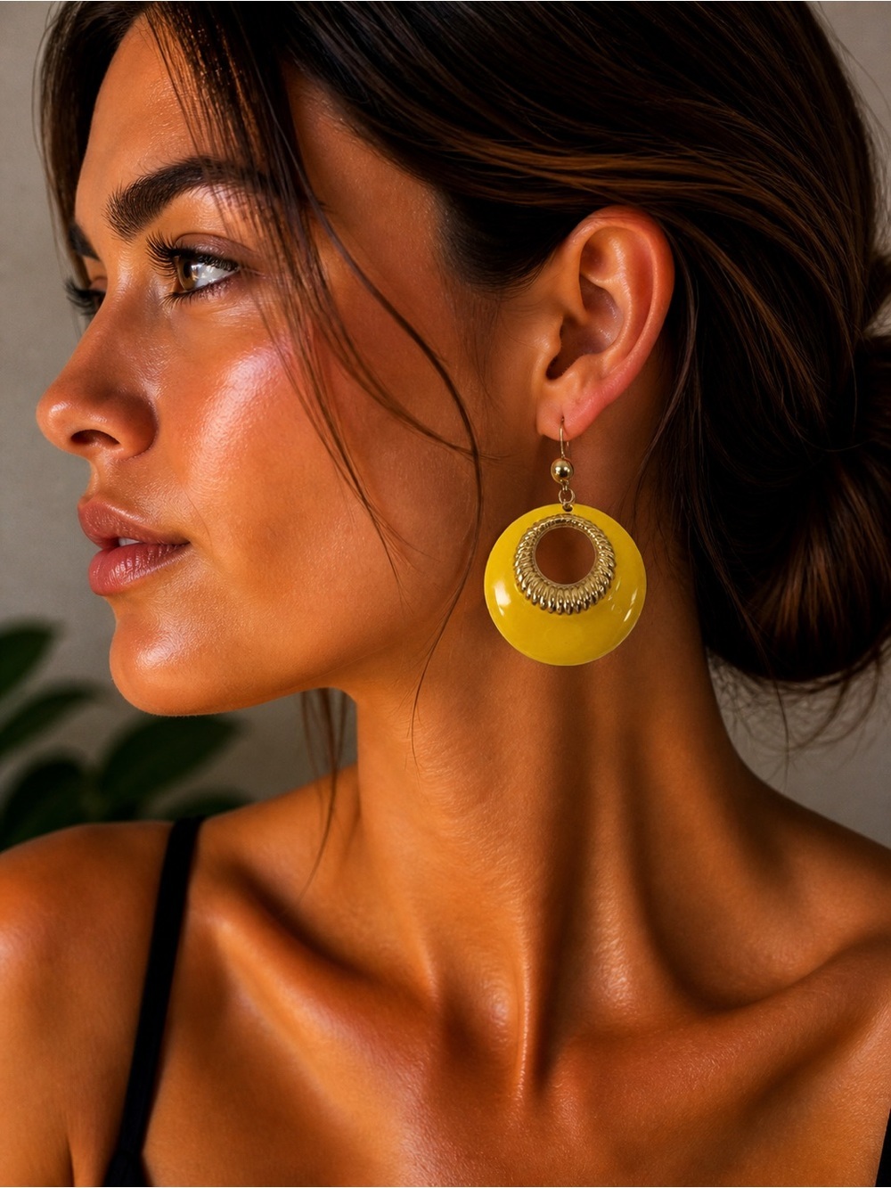 1930s ART DECO BUTTERSCOTCH BAKELITE HOOP DROP EARRINGS